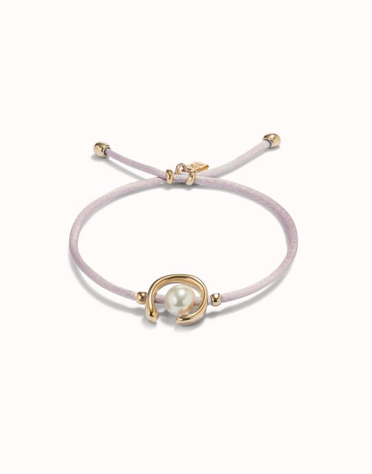 Lilac cord bracelet with a pearl